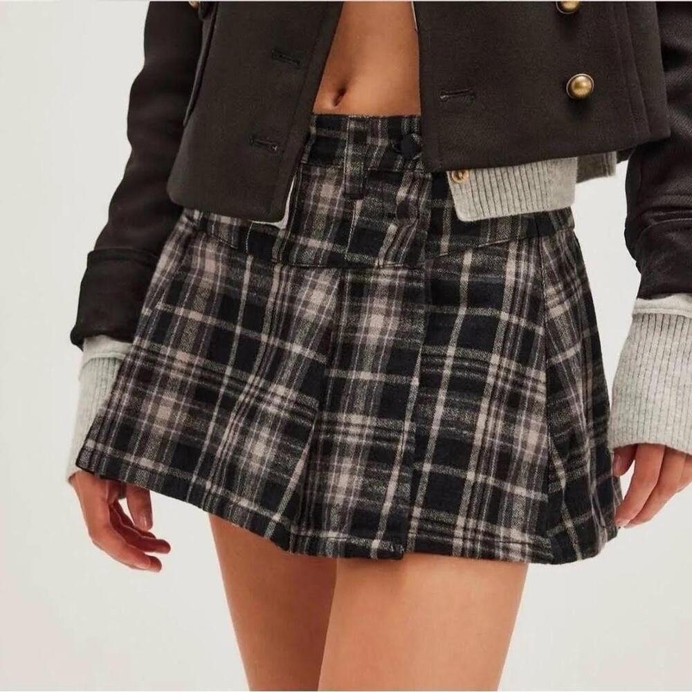 NWT Free People Serena Micro Skort in Plaid Size 0